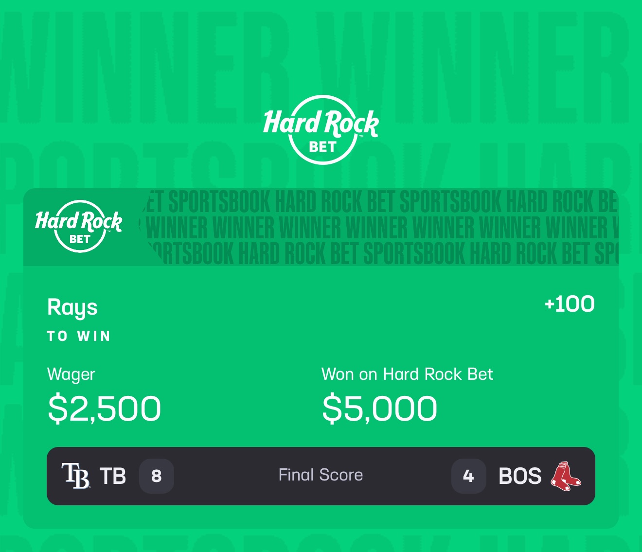 Winning bet slip