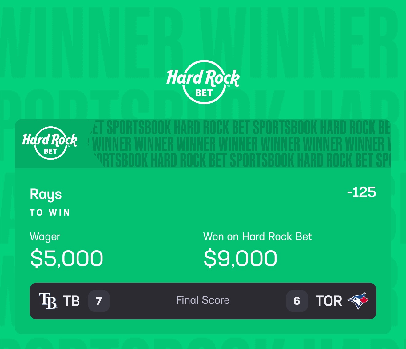 Winning bet slip