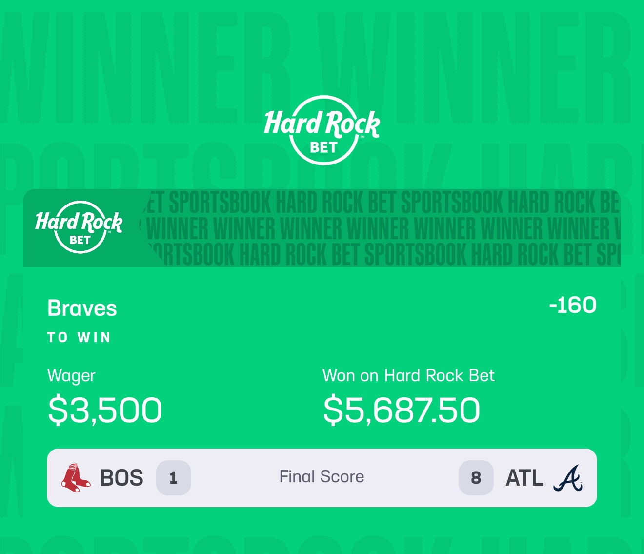 Winning bet slip