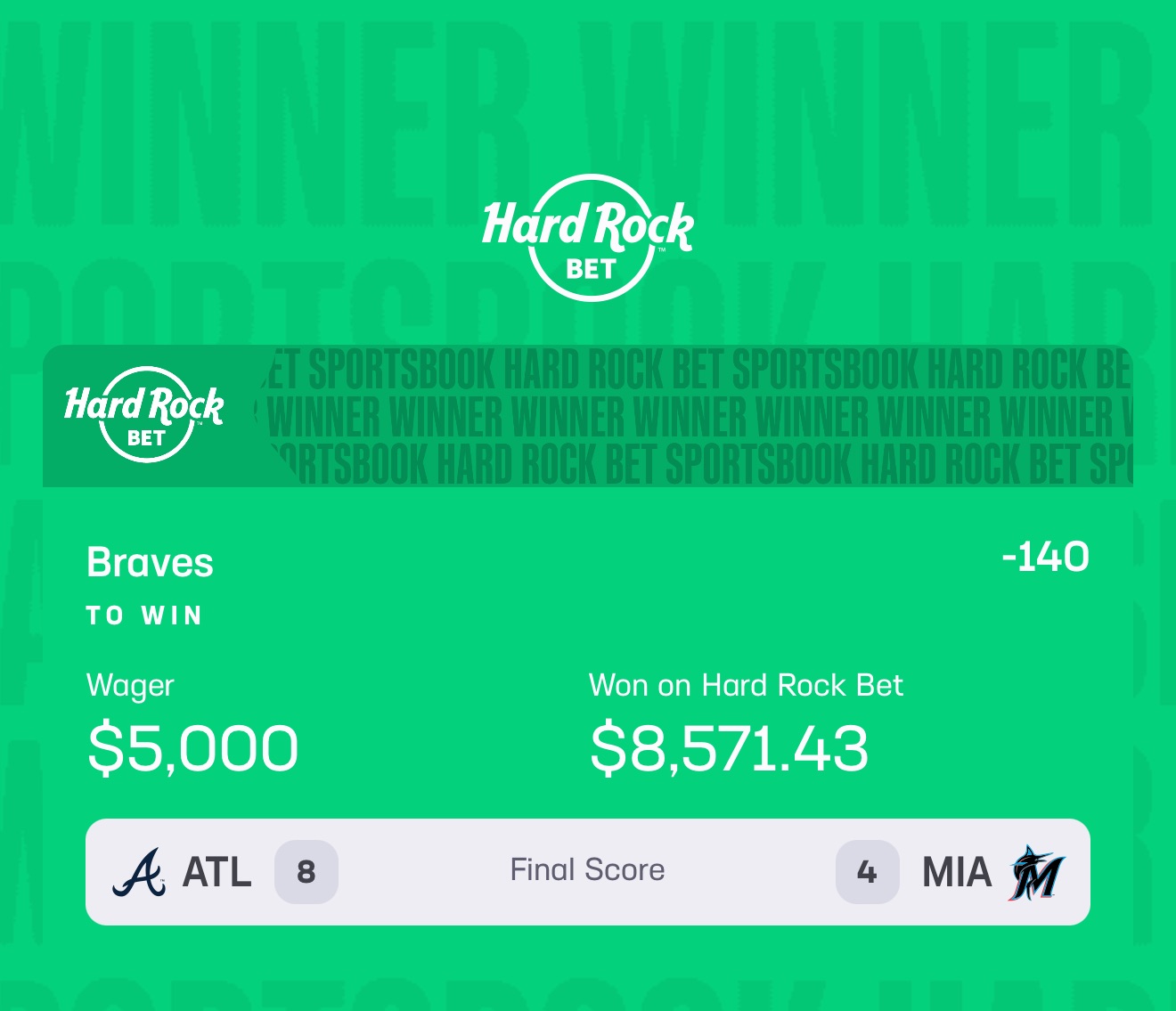 Winning bet slip