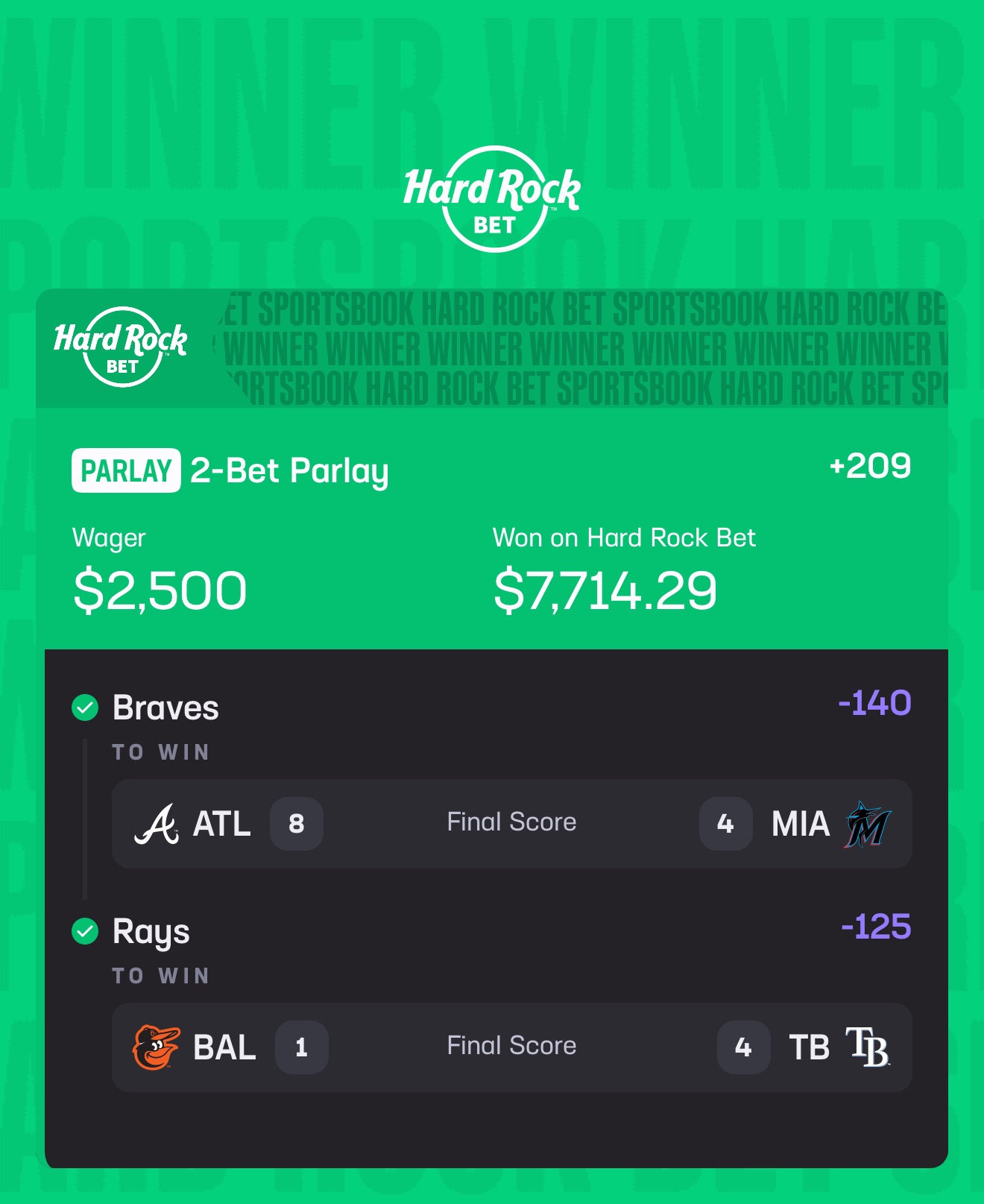 Winning bet slip